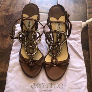 Jimmy Choo Brown silk heels